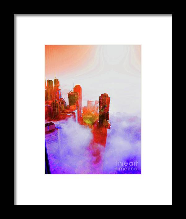 Brisbane city view fog 3 - Framed Print