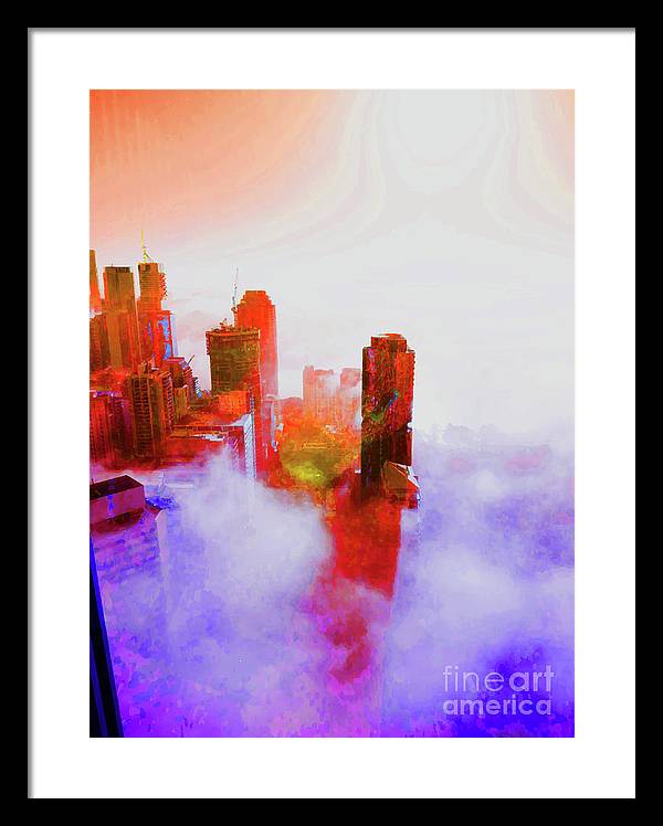 Brisbane city view fog 3 - Framed Print