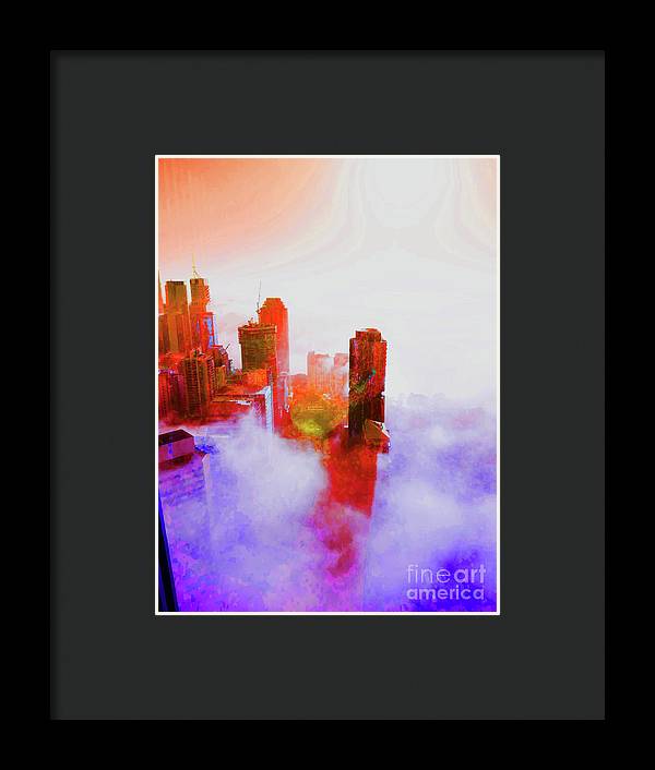 Brisbane city view fog 3 - Framed Print