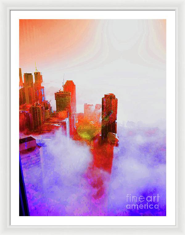 Brisbane city view fog 3 - Framed Print