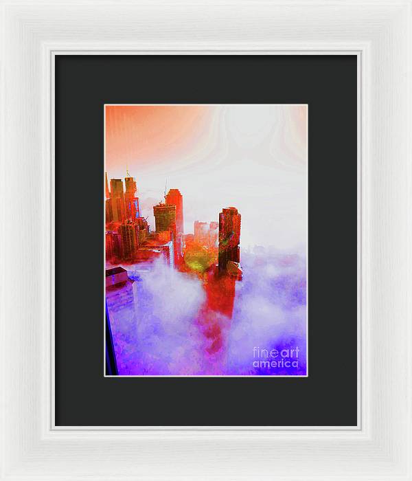 Brisbane city view fog 3 - Framed Print