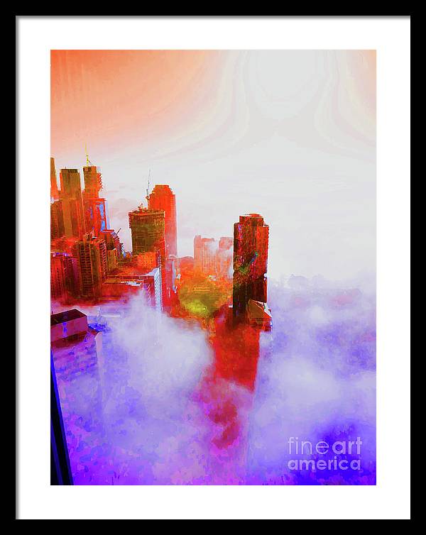 Brisbane city view fog 3 - Framed Print