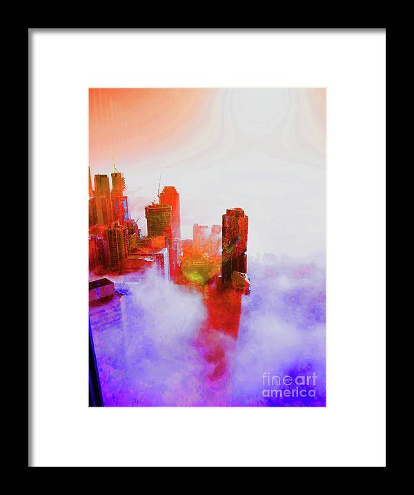 Brisbane city view fog 3 - Framed Print