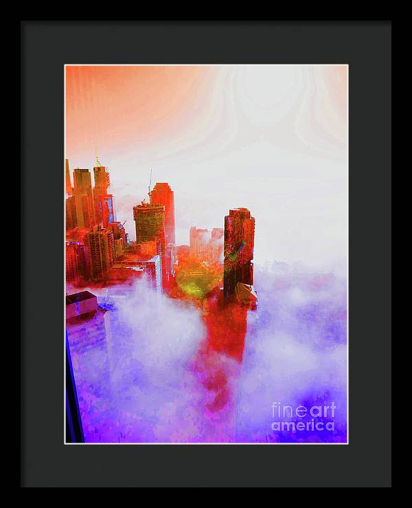 Brisbane city view fog 3 - Framed Print