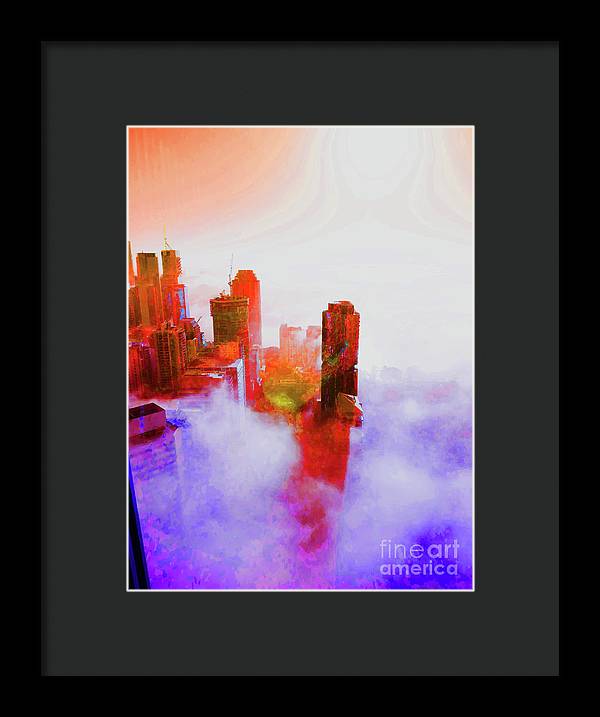 Brisbane city view fog 3 - Framed Print