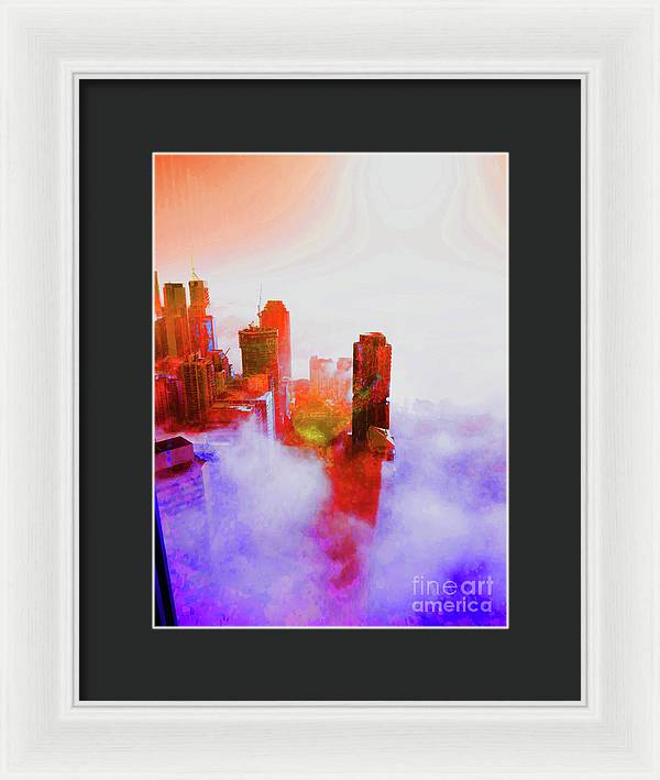 Brisbane city view fog 3 - Framed Print