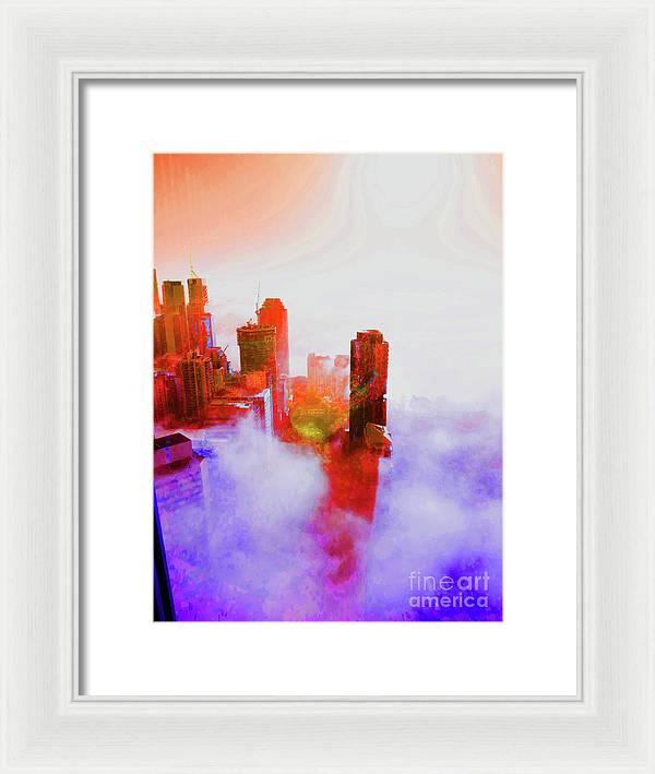 Brisbane city view fog 3 - Framed Print