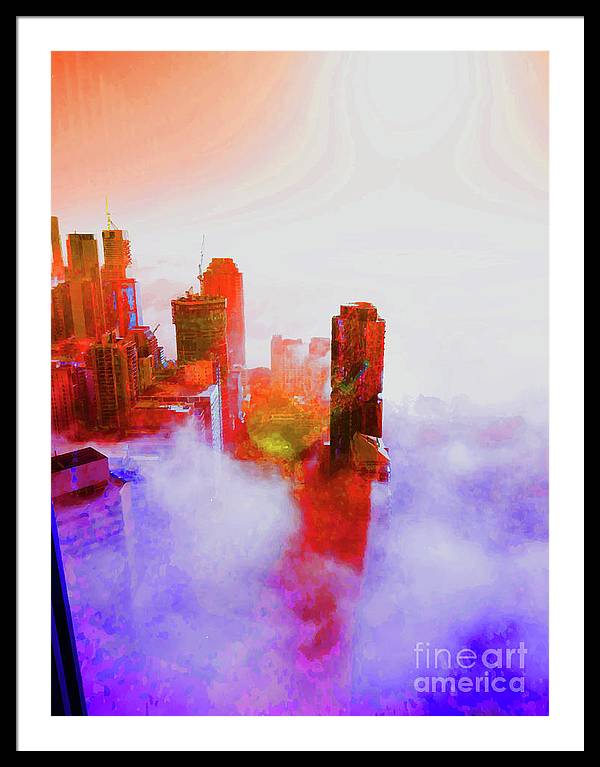 Brisbane city view fog 3 - Framed Print