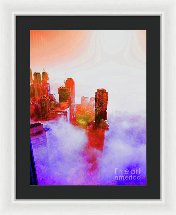 Brisbane city view fog 3 - Framed Print