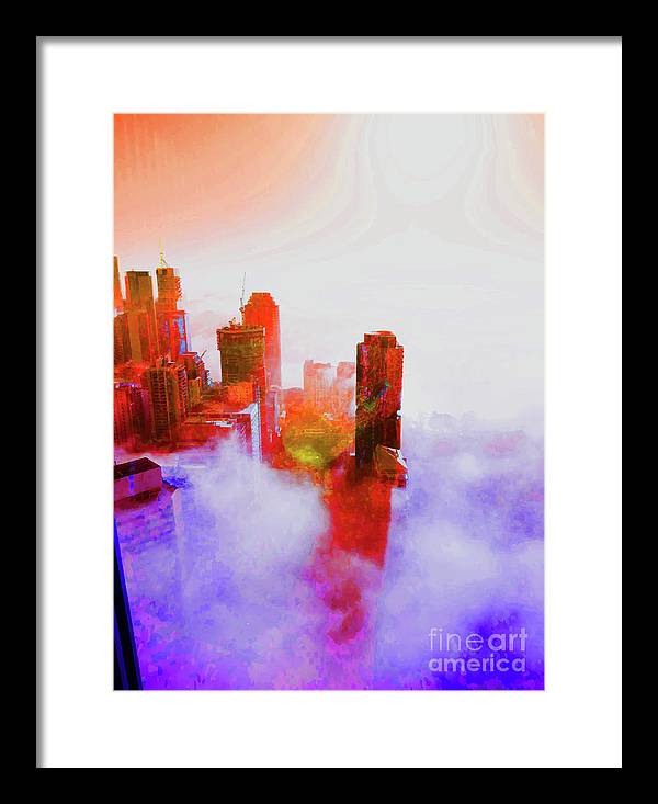 Brisbane city view fog 3 - Framed Print