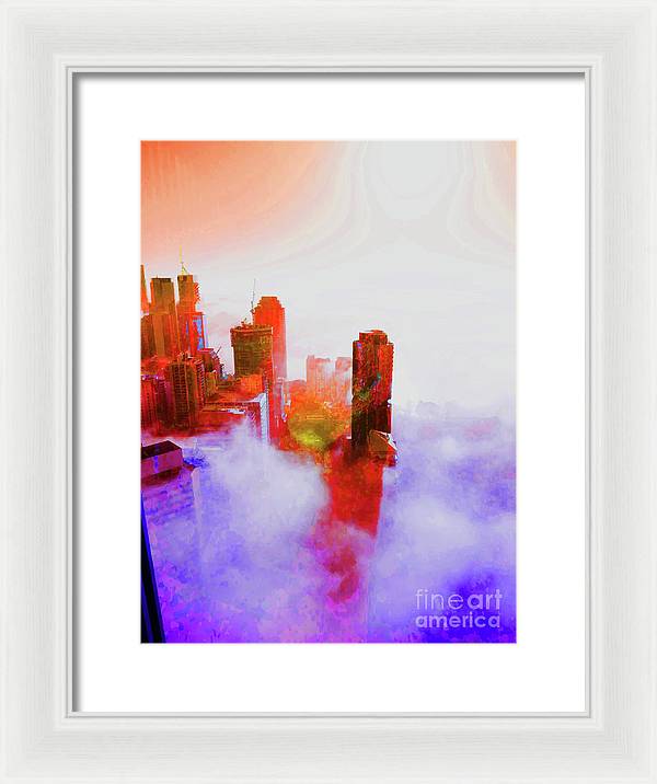 Brisbane city view fog 3 - Framed Print