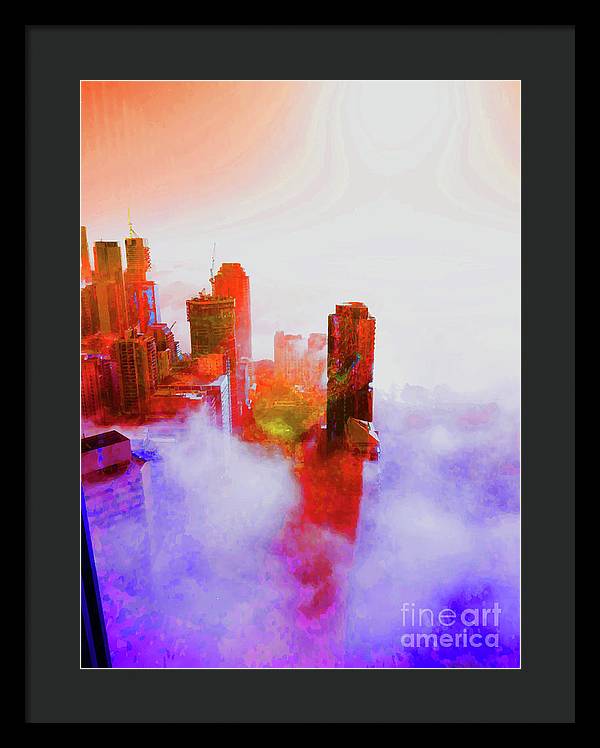 Brisbane city view fog 3 - Framed Print