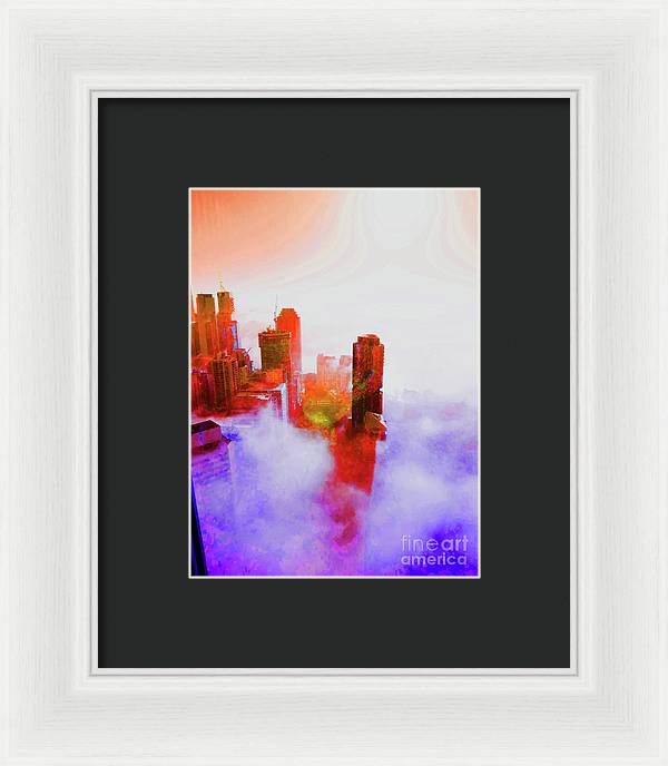 Brisbane city view fog 3 - Framed Print