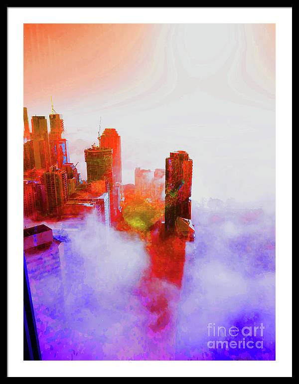 Brisbane city view fog 3 - Framed Print