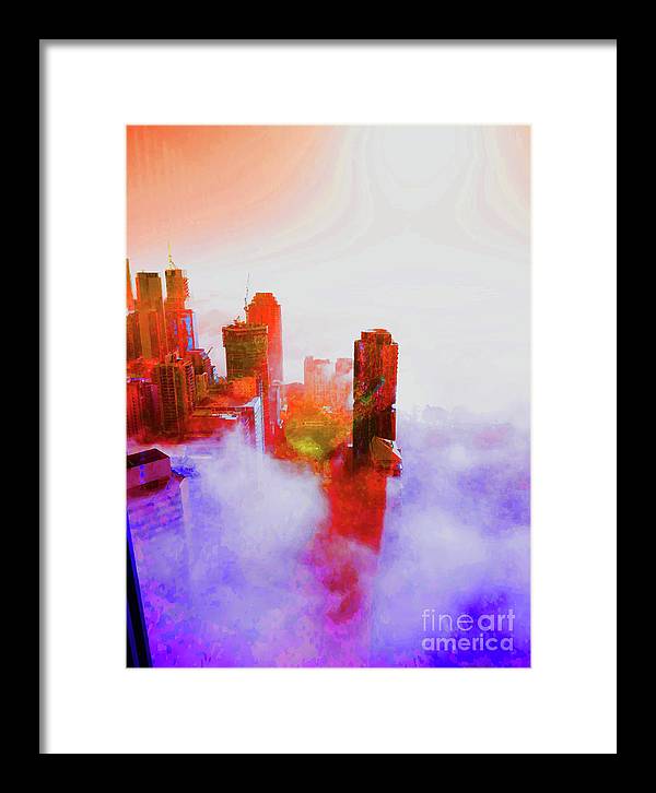 Brisbane city view fog 3 - Framed Print