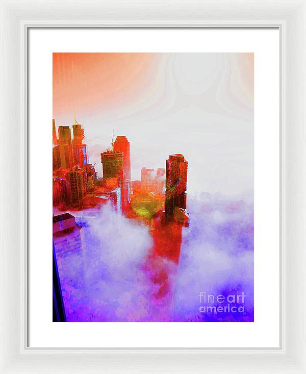 Brisbane city view fog 3 - Framed Print