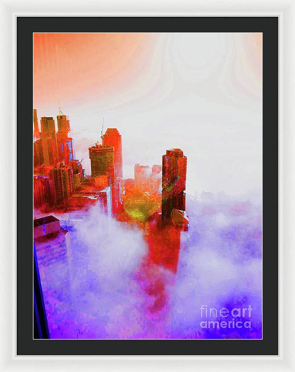 Brisbane city view fog 3 - Framed Print