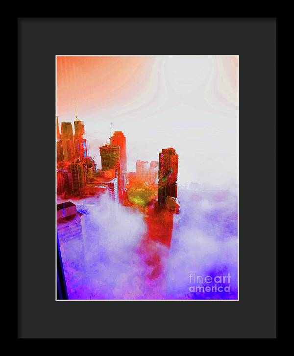 Brisbane city view fog 3 - Framed Print