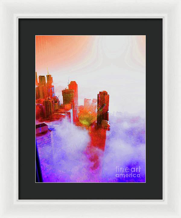 Brisbane city view fog 3 - Framed Print