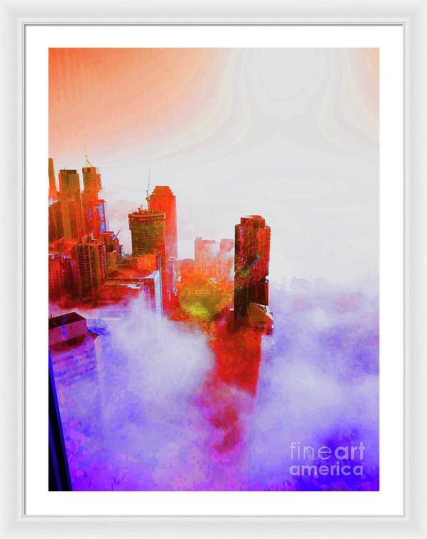 Brisbane city view fog 3 - Framed Print