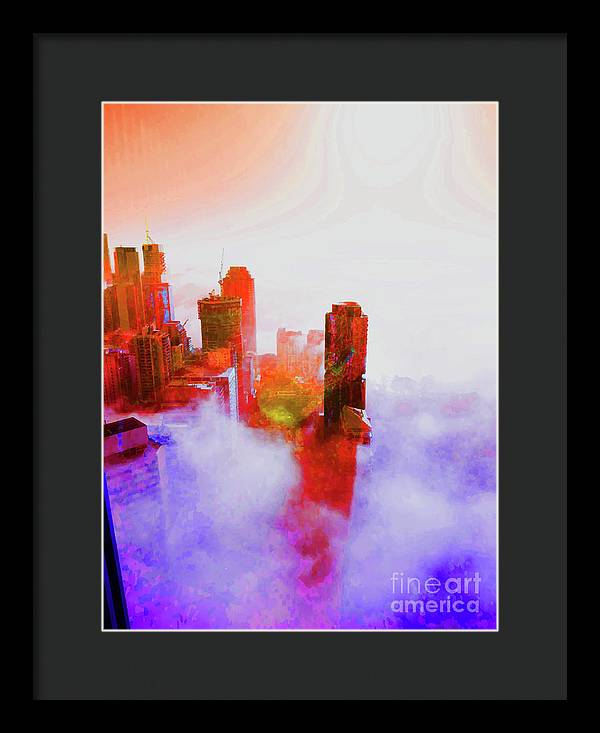 Brisbane city view fog 3 - Framed Print