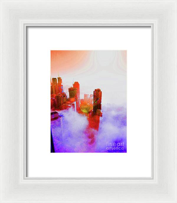 Brisbane city view fog 3 - Framed Print