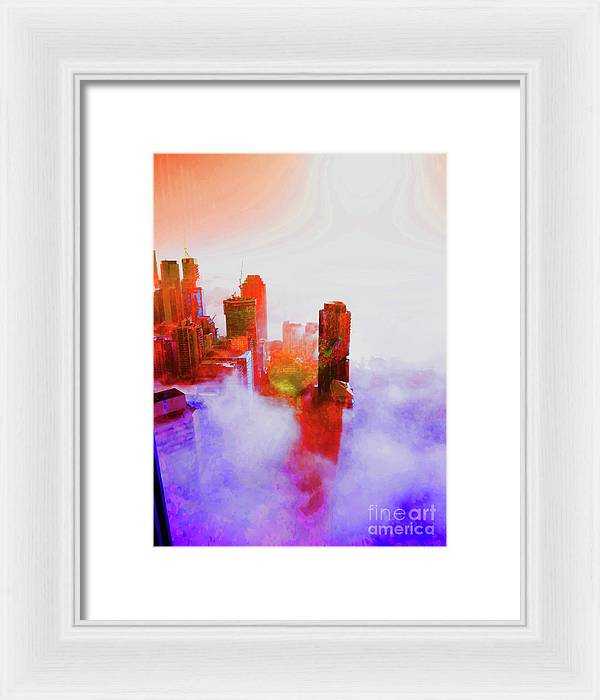 Brisbane city view fog 3 - Framed Print