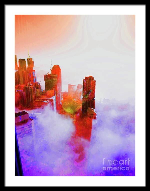 Brisbane city view fog 3 - Framed Print