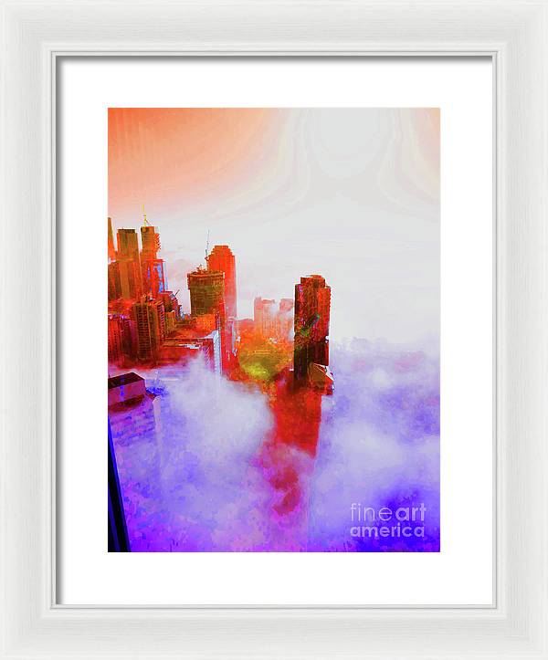 Brisbane city view fog 3 - Framed Print