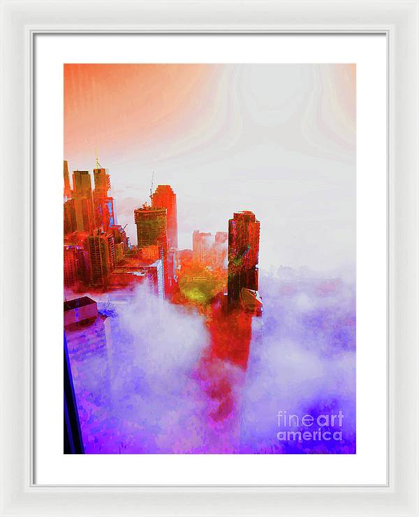 Brisbane city view fog 3 - Framed Print