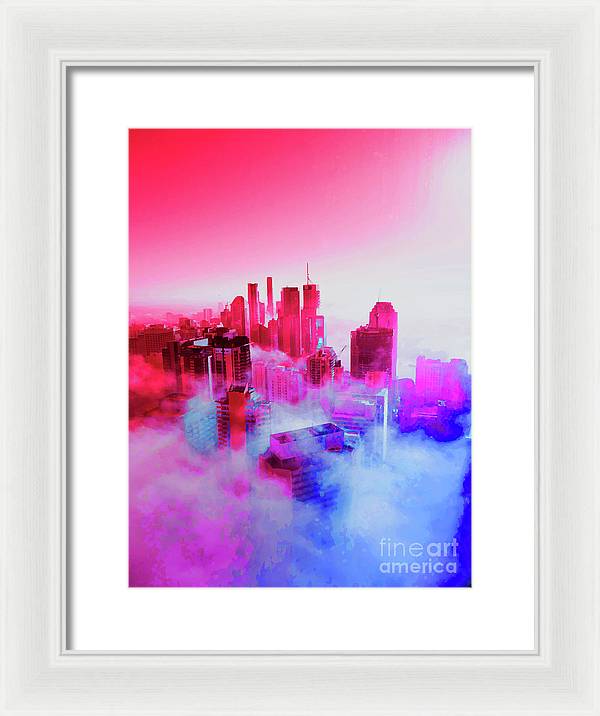 Brisbane City view fog 1 - Framed Print