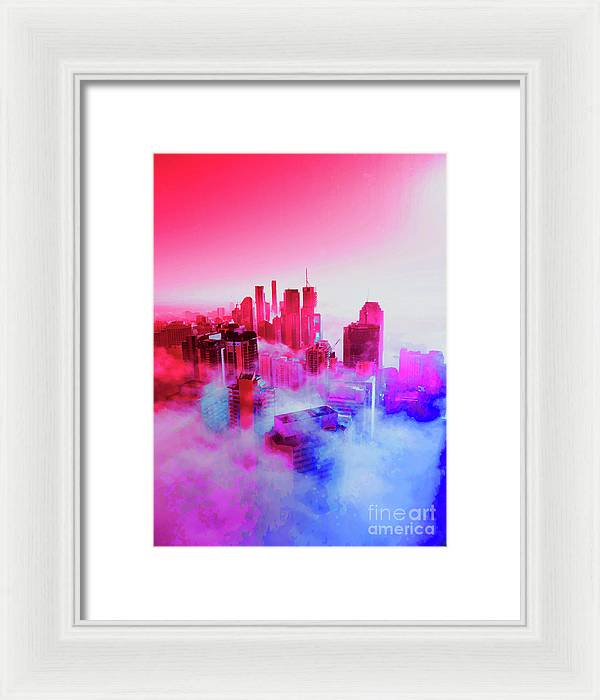 Brisbane City view fog 1 - Framed Print