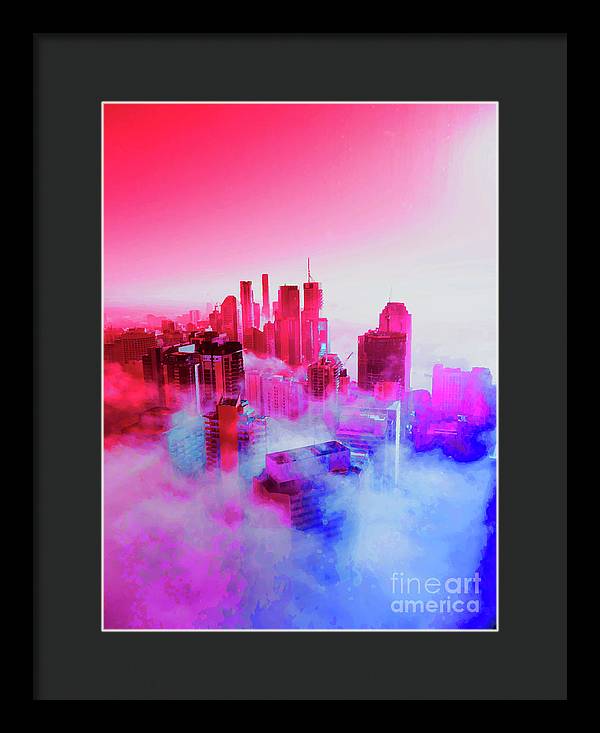 Brisbane City view fog 1 - Framed Print