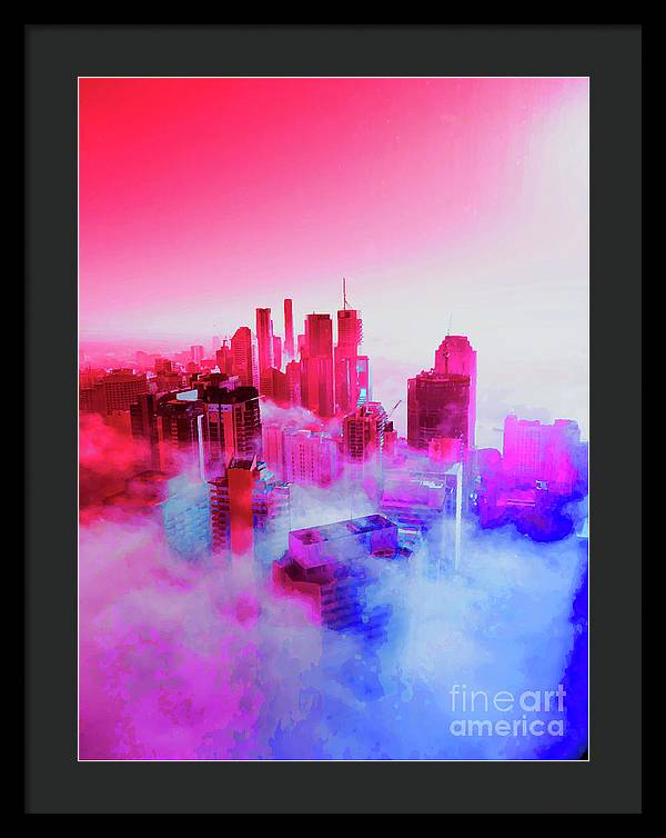 Brisbane City view fog 1 - Framed Print