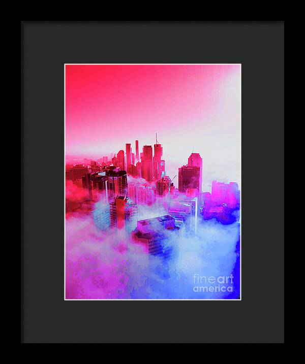 Brisbane City view fog 1 - Framed Print