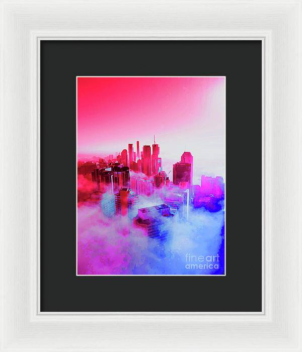 Brisbane City view fog 1 - Framed Print