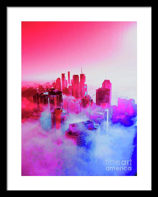 Brisbane City view fog 1 - Framed Print