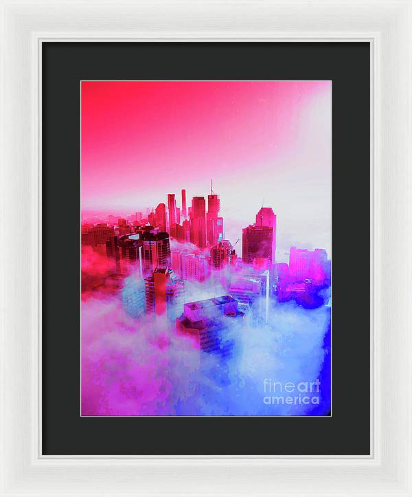 Brisbane City view fog 1 - Framed Print