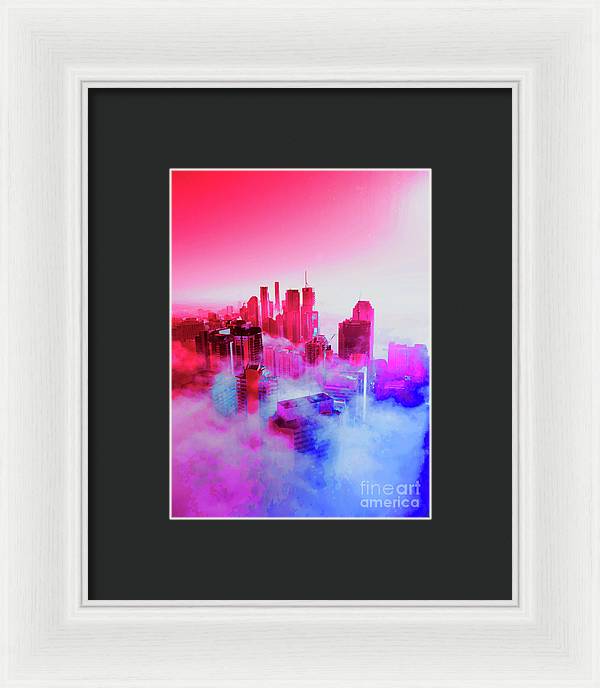 Brisbane City view fog 1 - Framed Print