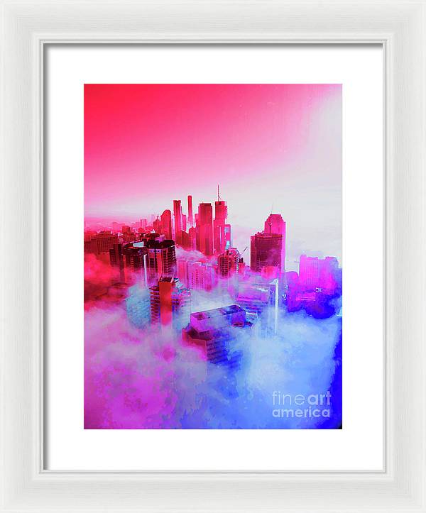 Brisbane City view fog 1 - Framed Print