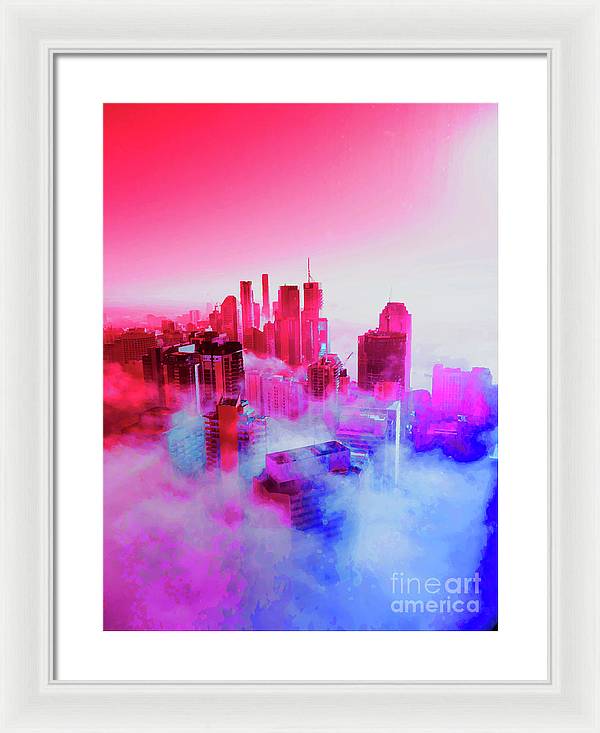 Brisbane City view fog 1 - Framed Print