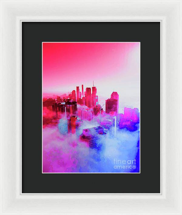 Brisbane City view fog 1 - Framed Print