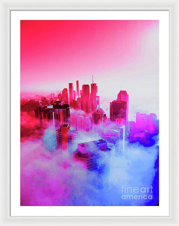 Brisbane City view fog 1 - Framed Print