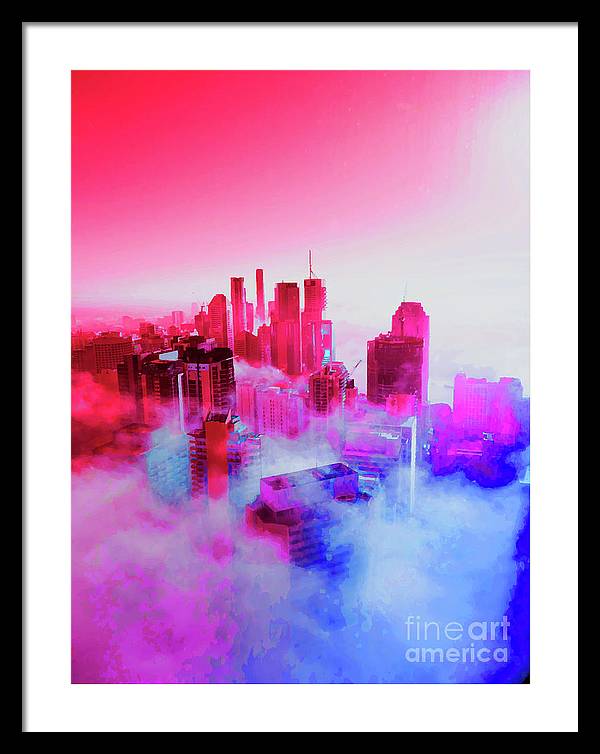 Brisbane City view fog 1 - Framed Print