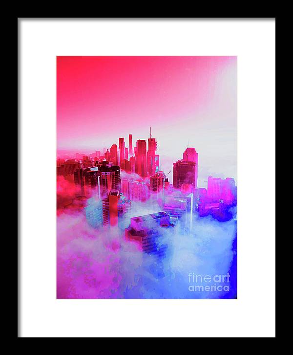 Brisbane City view fog 1 - Framed Print