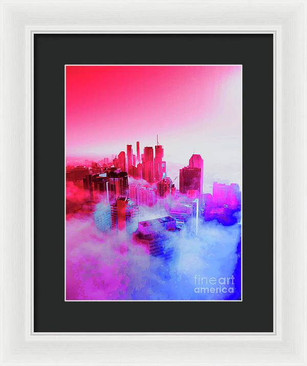 Brisbane City view fog 1 - Framed Print