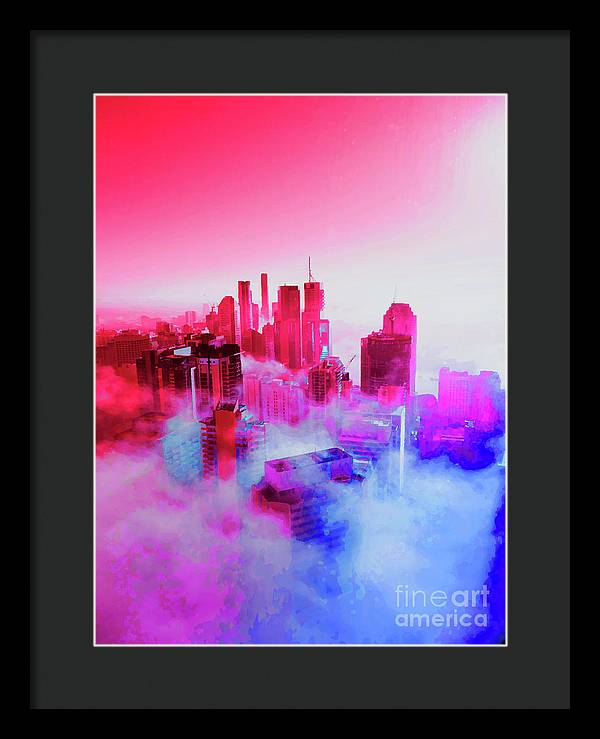 Brisbane City view fog 1 - Framed Print