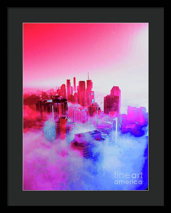 Brisbane City view fog 1 - Framed Print