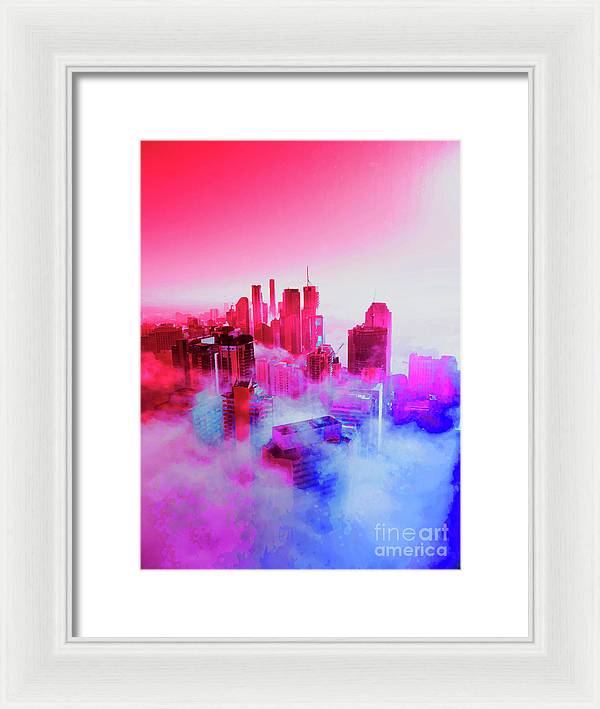 Brisbane City view fog 1 - Framed Print