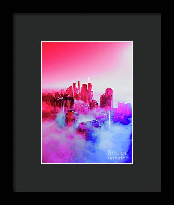 Brisbane City view fog 1 - Framed Print